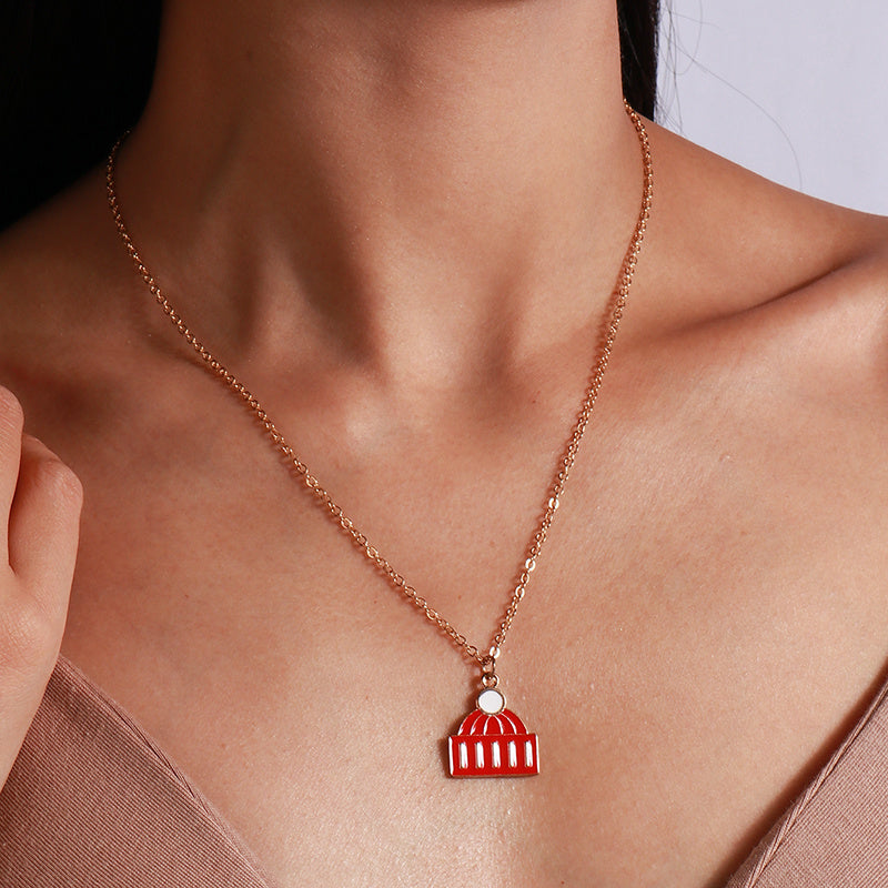 Cute Christmas Necklaces For Women Enamel Christmas Tree Santa Claus Bells Pendants Necklaces Girls 12
