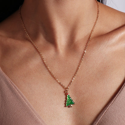 Cute Christmas Necklaces For Women Enamel Christmas Tree Santa Claus Bells Pendants Necklaces Girls 18