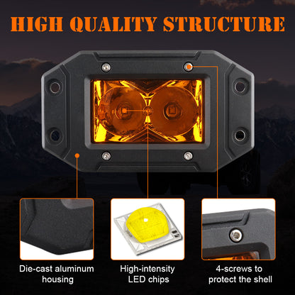 Offroad Led Fog Lights LED Flush Pods Work Light Flush Mount Yellow Spot Beam For Car Motorcycle AT 1