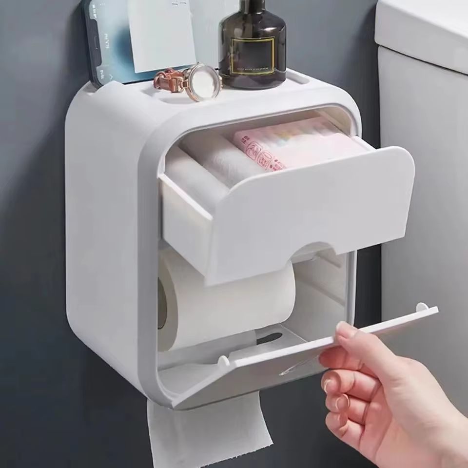 AquaGuard WallMount Toilet Paper Storage Box  Waterproof  DustProof Roll Organizer With High Capaci 1