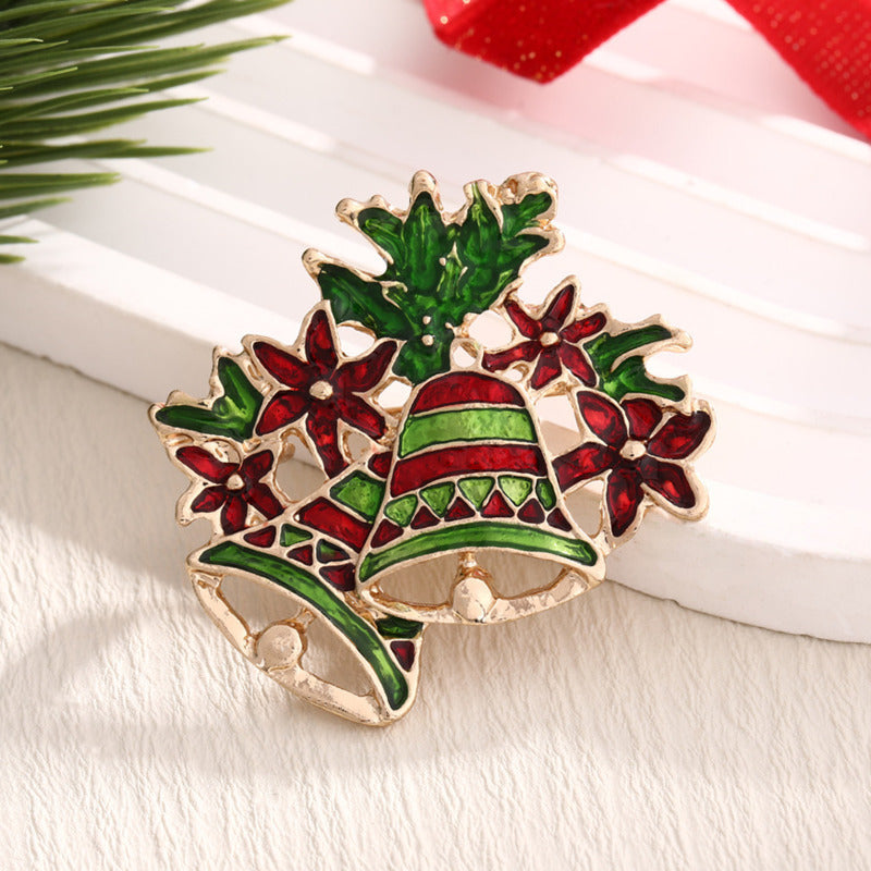 Rhinestone Christmas Bells, New Christmas Jewelry, Brooch Pin For Women Clothing, Fashion Sweet Alloy Enamel
