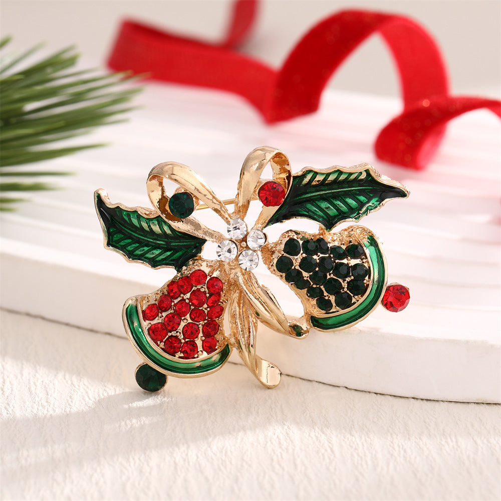 Rhinestone Christmas Bells, New Christmas Jewelry, Brooch Pin For Women Clothing, Fashion Sweet Alloy Enamel
