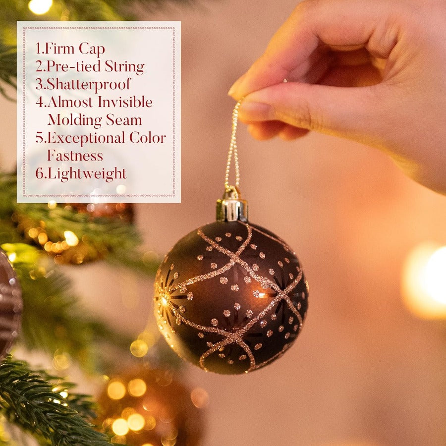 Shatterproof Luxury Ornaments Bronze Copper Gold Hanging Balls Christmas Tree Thanksgiving Fall Dec 3