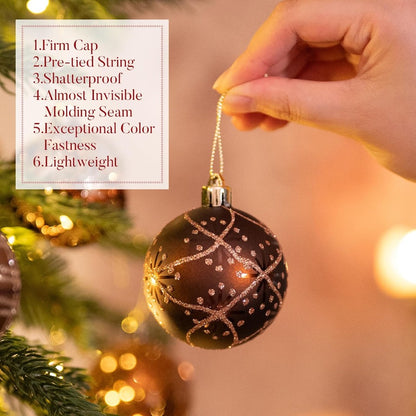 Shatterproof Luxury Ornaments Bronze Copper Gold Hanging Balls Christmas Tree Thanksgiving Fall Dec 3