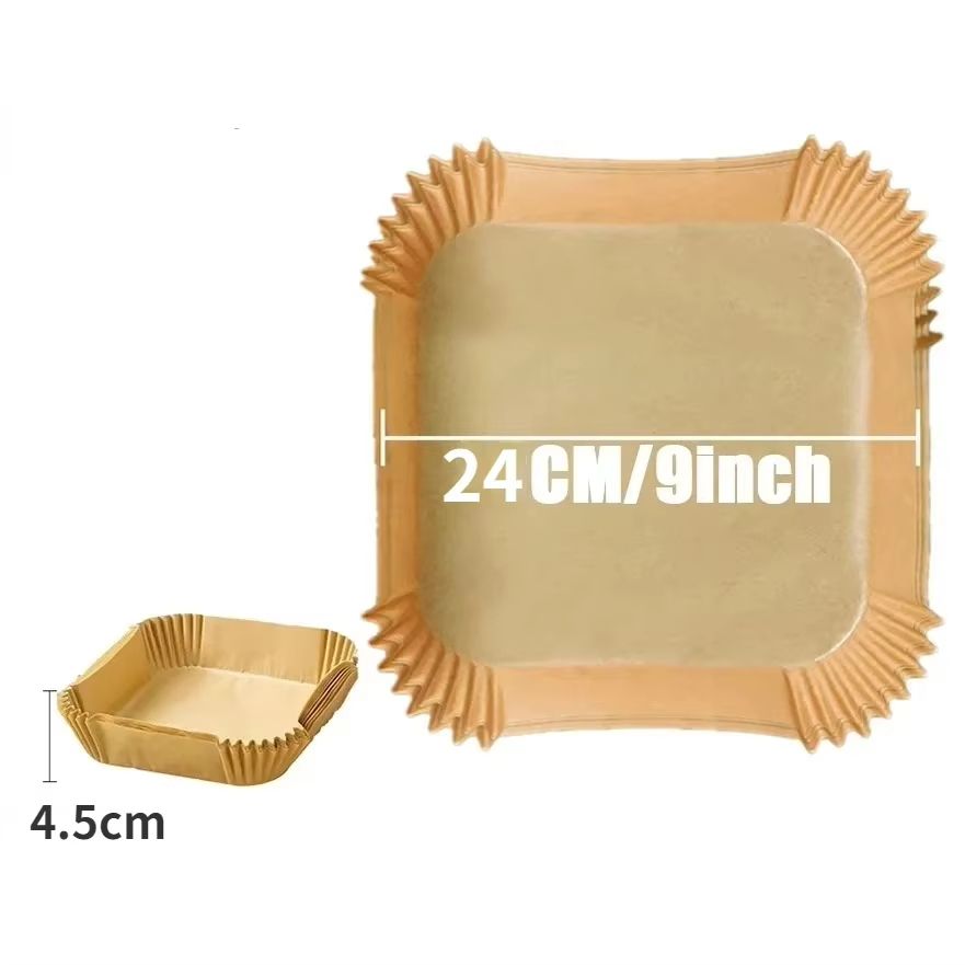 EasyClean Air Fryer Paper Liners  50 Pack NonStick Square  Round Baking  BBQ Mats 8
