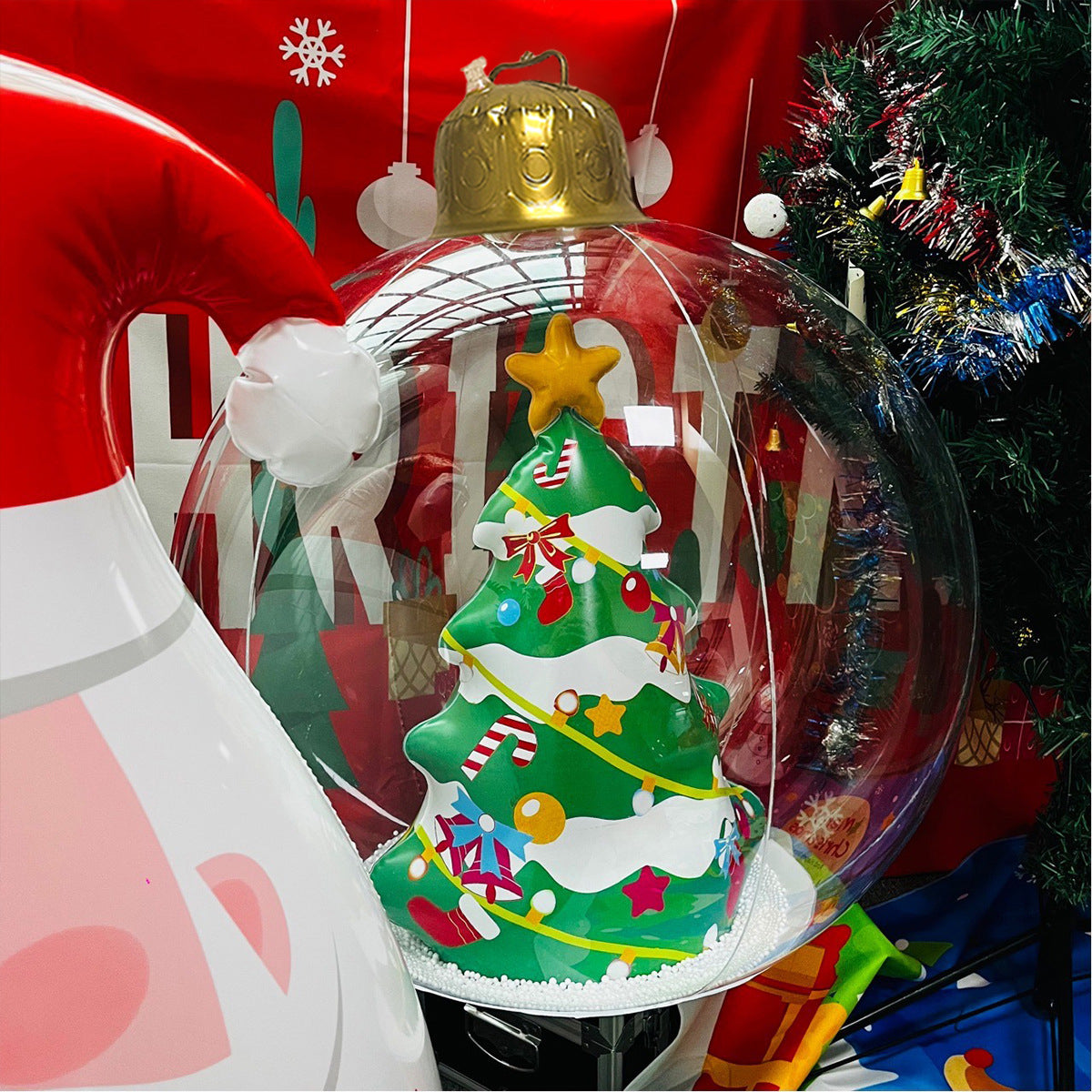 Christmas Ball Outdoor Inflatable, Transparent Giant, Inflatable Decorated Snowman Balls