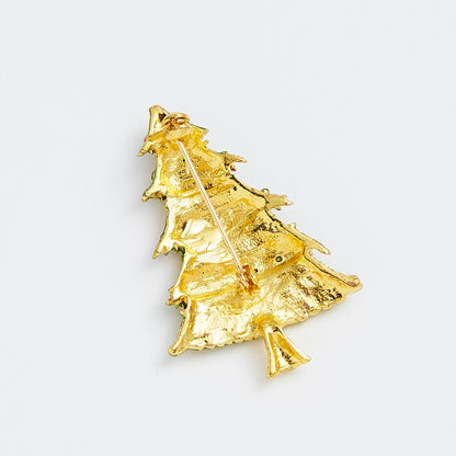 Rhinestone Star Tree Brooches, Christmas Green Enamel Pins, Festival Badges, Holiday Jewelry Gifts For Women Men
