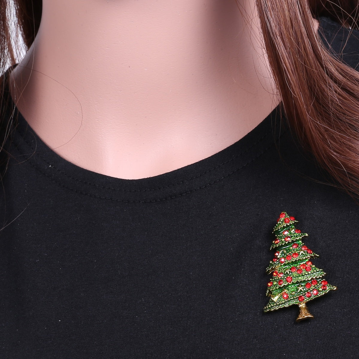 Rhinestone Star Tree Brooches, Christmas Green Enamel Pins, Festival Badges, Holiday Jewelry Gifts For Women Men