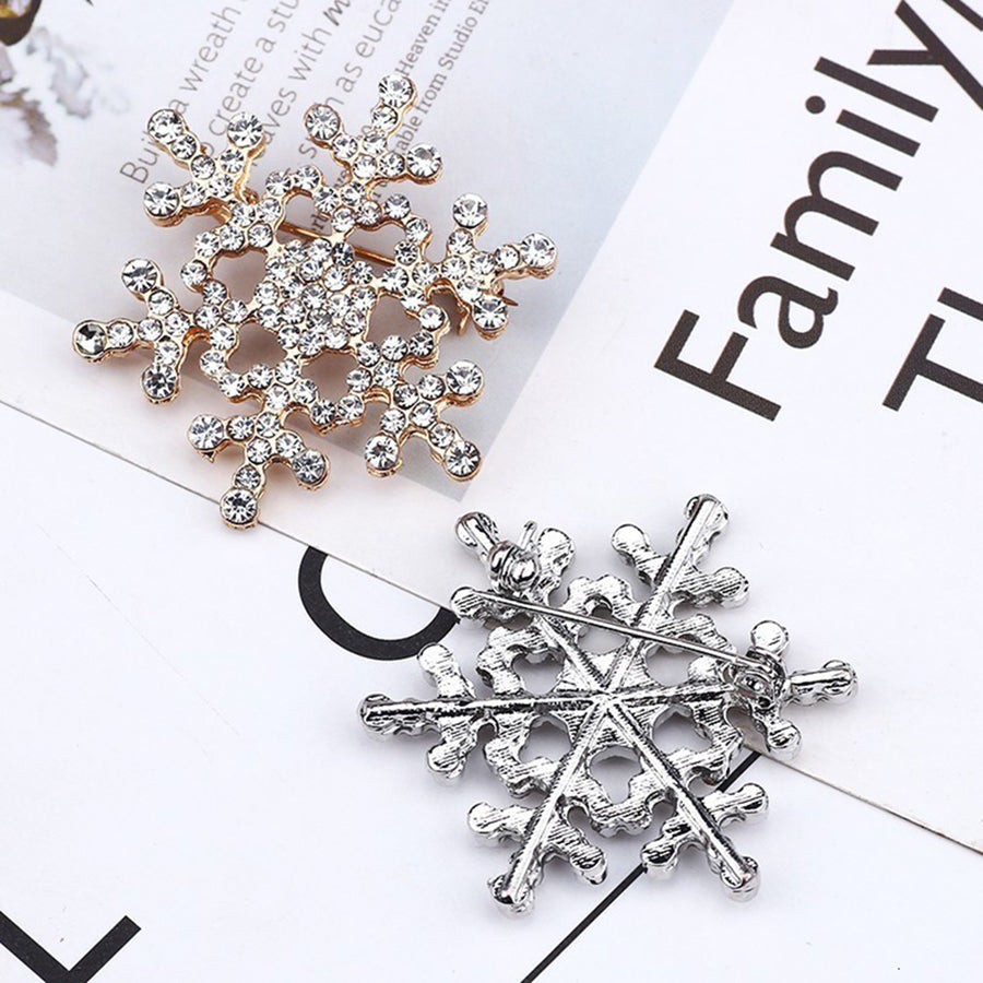 Rhinestone Snowflake Brooches, Winter Flower Pins, Suit Collar Jewelry, Sweater Accessories, Christmas Gifts for Women