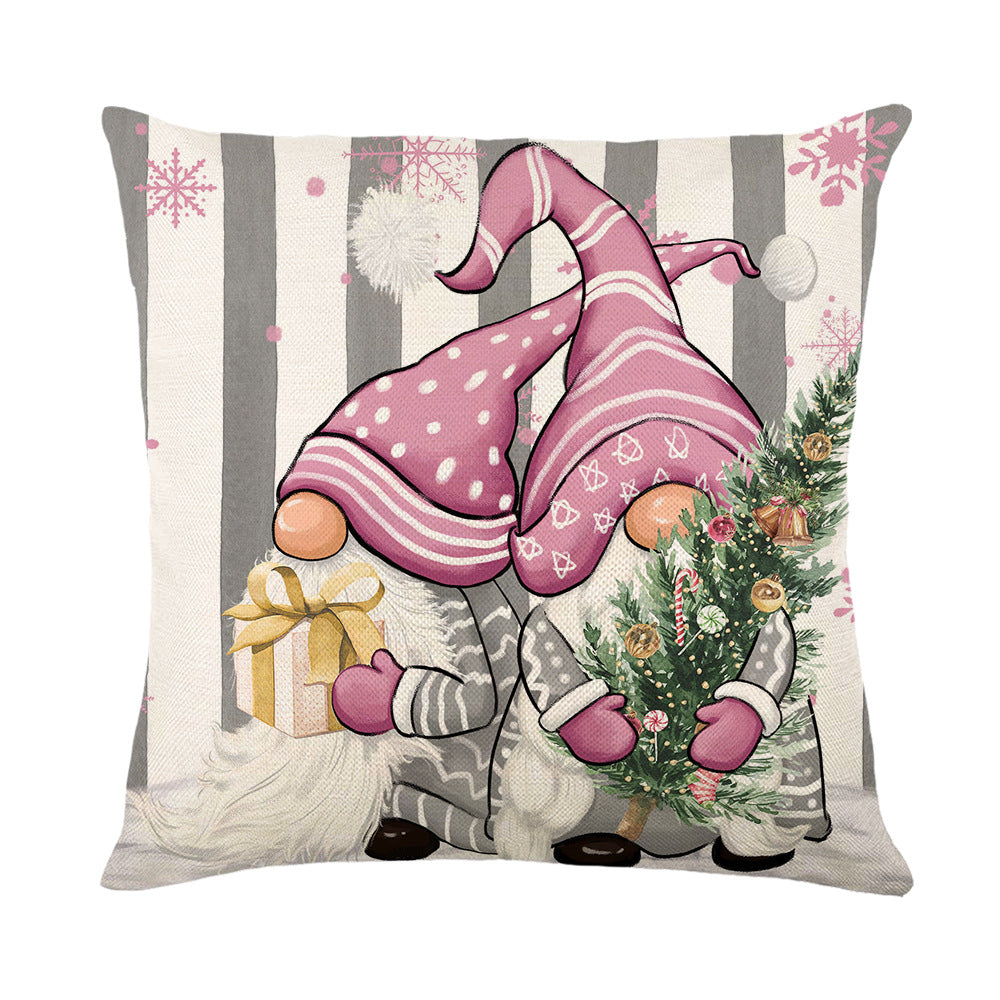 Winter Snowman Pillowcase Christmas Decoration Linen Pillow Cover Sofa Cushion Cover Throw Pillow C