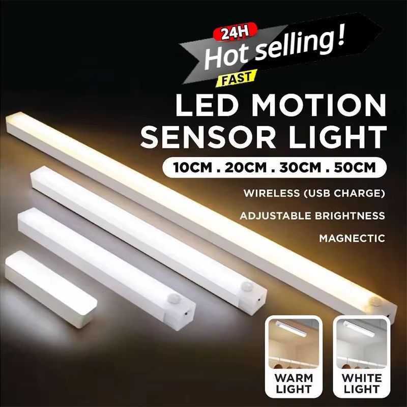 GlowSense PIR Motion-Sensor LED Night Lamp – USB Rechargeable Ambient Light for Bedroom, Stairs & Closet