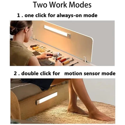 GlowSense PIR MotionSensor LED Night Lamp  USB Rechargeable Ambient Light For Bedroom Stairs  Close 2