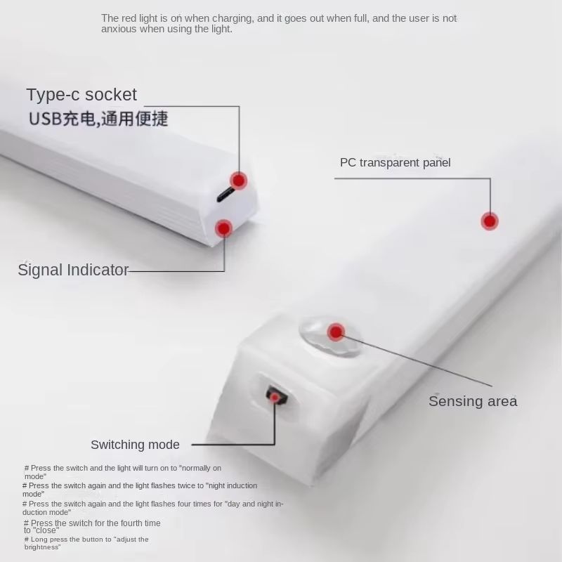 GlowSense PIR MotionSensor LED Night Lamp  USB Rechargeable Ambient Light For Bedroom Stairs  Close 4