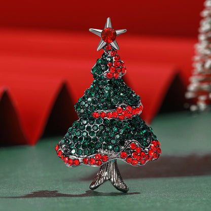 Christmas Rhinestones, Christmas Tree Brooches for Women, Enamel Plant Pins, Event Party