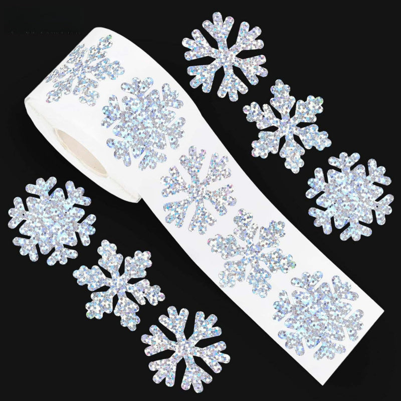 Winter Snowflake , Sticker Rolls, Self-Adhesive Waterproof Stickers, Perfect for Christmas Paper
