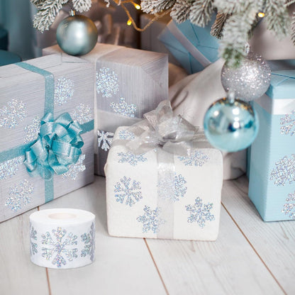 Winter Snowflake 500pcs Sticker Rolls SelfAdhesive Waterproof Stickers Perfect For Christmas Paper 3