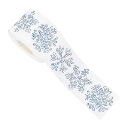 Winter Snowflake 500pcs Sticker Rolls SelfAdhesive Waterproof Stickers Perfect For Christmas Paper 4