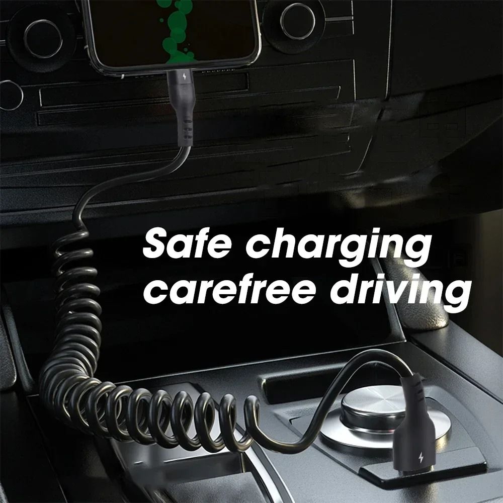 30W Fast Charging Retractable Car Charger Cable For IPhone 2