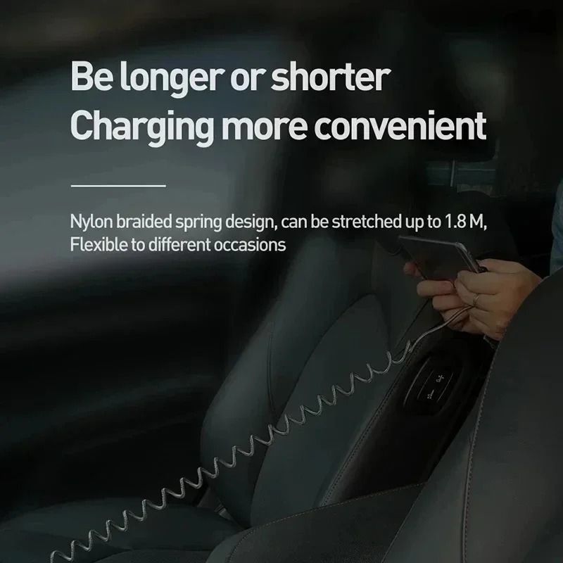 30W Fast Charging Retractable Car Charger Cable For IPhone 3