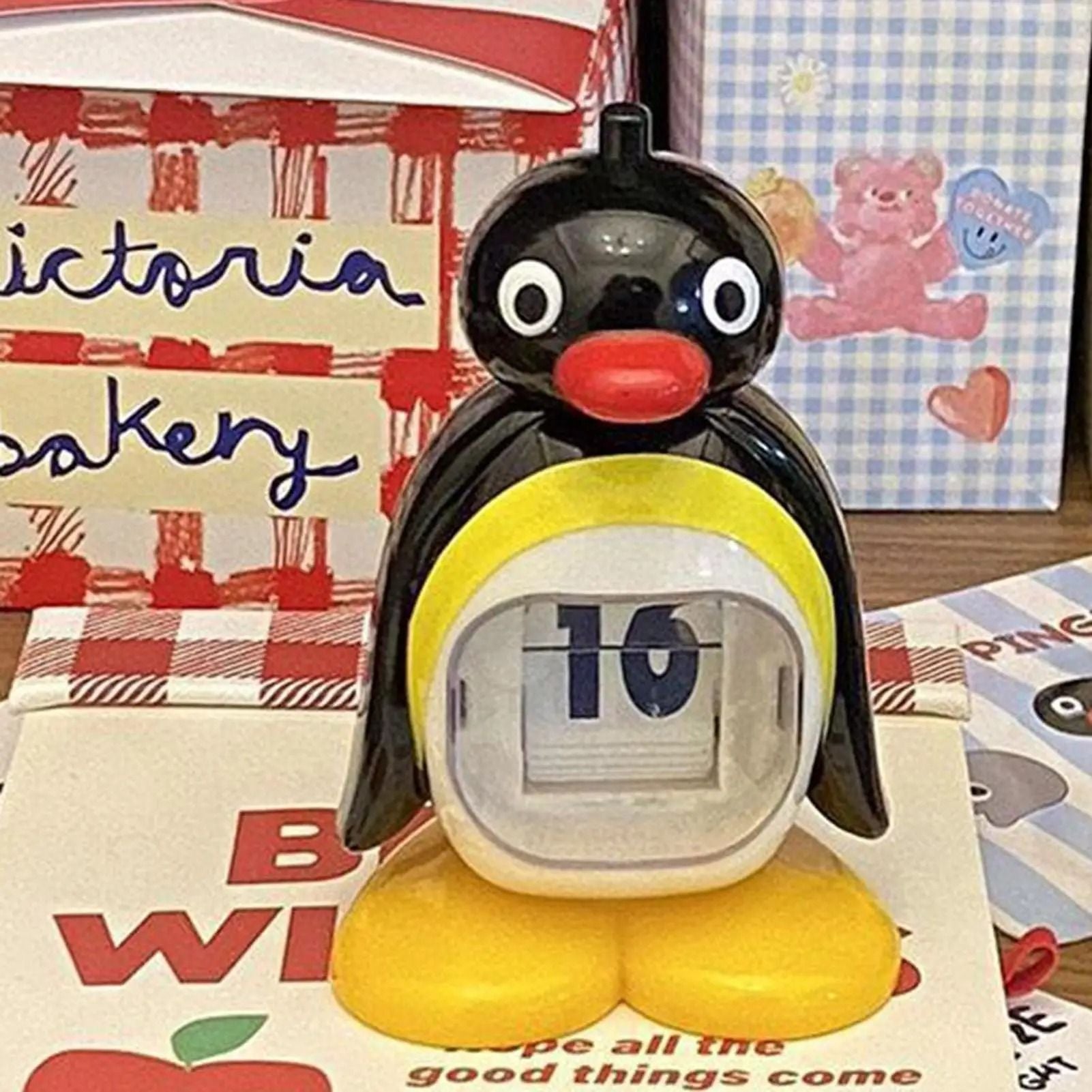 Retro Penguin Perpetual Calendar Decorative Desktop Ornament 0