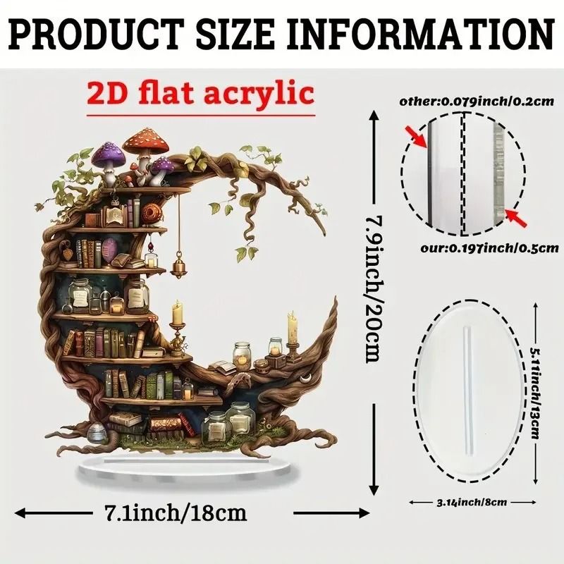 Crescent Moon Acrylic Bookshelf Desktop Ornament For Home And Office Decor 3