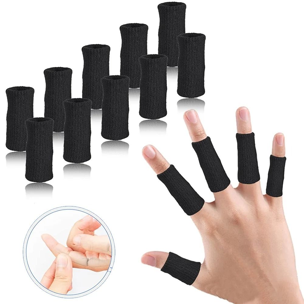 Elastic Finger Brace Sleeves Set for Sports Grip Support and Injury Protection (10PCS)