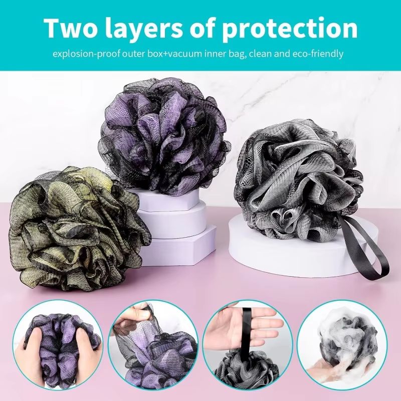 SilkGlow SoftMesh Bath Loofah Set 4Pack  Gentle Exfoliating Shower Sponges For Body  Back 3