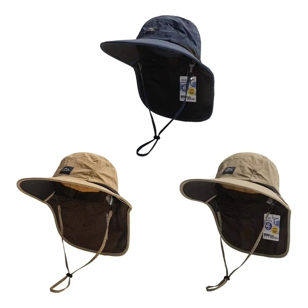 Unisex Wide Brim Quick-Drying UV Protection Sun Hat with Neck Cover
