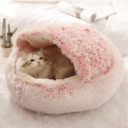 CozyNest Soft Plush Pet Bed with Hooded Cover