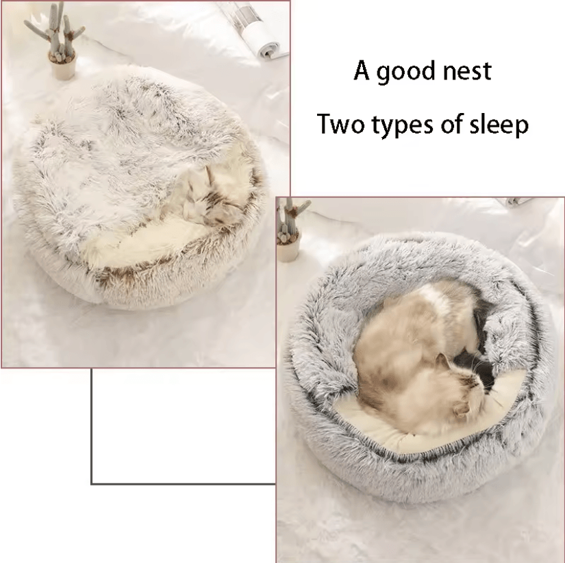 CozyNest Soft Plush Pet Bed With Hooded Cover 1