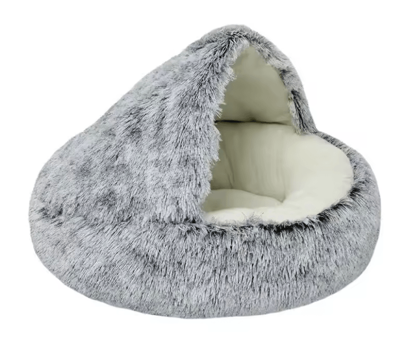 CozyNest Soft Plush Pet Bed With Hooded Cover 4