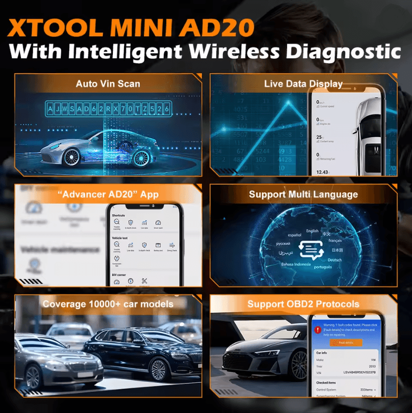 XTOOL Advancer AD20 Mini Bluetooth OBD2 Car Diagnostic Scanner 3