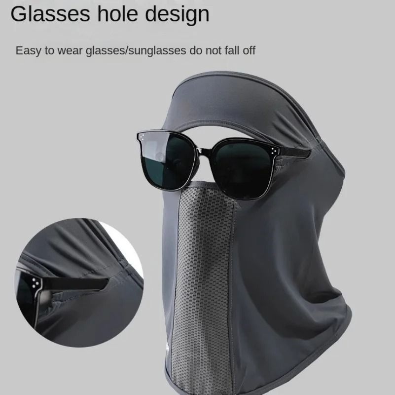Ice Silk UV Protection Face Mask With Ear Loops And Glasses Hole For Outdoor Sports 2