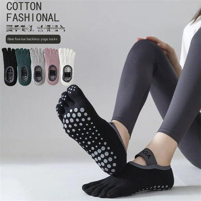 Womens Five Finger Yoga Socks  NonSlip Cotton Pilates And Fitness Socks 3