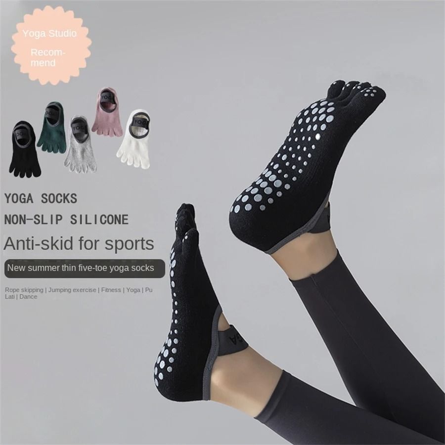 Womens Five Finger Yoga Socks  NonSlip Cotton Pilates And Fitness Socks 4