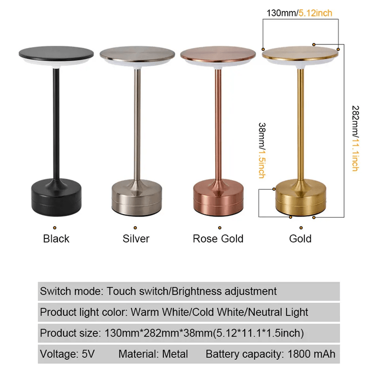 Rechargeable Touch Sensor LED Table Lamp  Wireless Night Reading Lamp 5