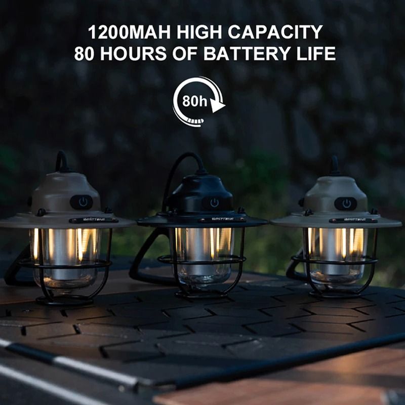 Portable Camping Lantern Retro Hanging Tent Lamp Waterproof Dimmable Camping Light 1