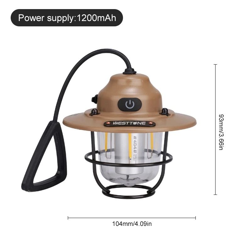 Portable Camping Lantern Retro Hanging Tent Lamp Waterproof Dimmable Camping Light 6