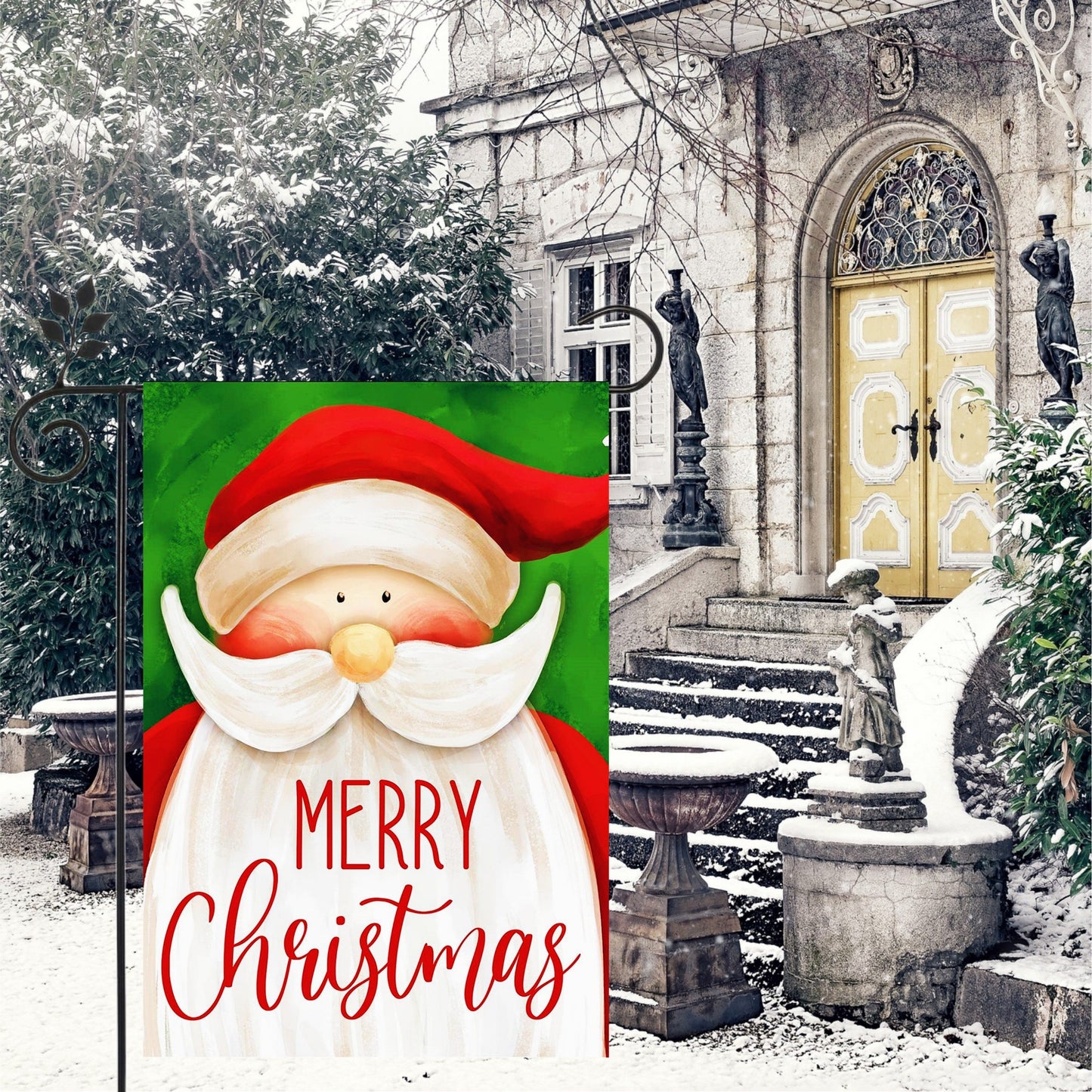 Outdoor decorative garden flag, One Santa Claus Happy Christmas holiday, , double sided garden flag for home