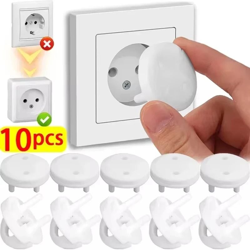 White Electrical Socket Protectors – Baby Safety Plug Covers for Childproofing and Electric Shock Prevention