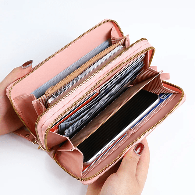 Fashion Embossed Long Zipper Wallet Large Capacity Phone Pocket Purse