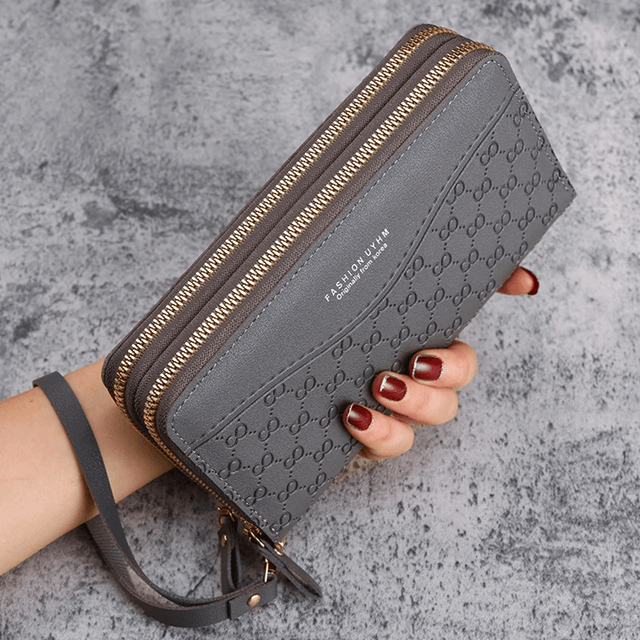 Fashion Embossed Long Zipper Wallet Large Capacity Phone Pocket Purse 3
