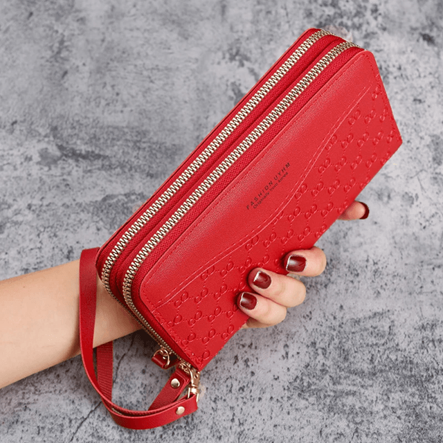 Fashion Embossed Long Zipper Wallet Large Capacity Phone Pocket Purse 6
