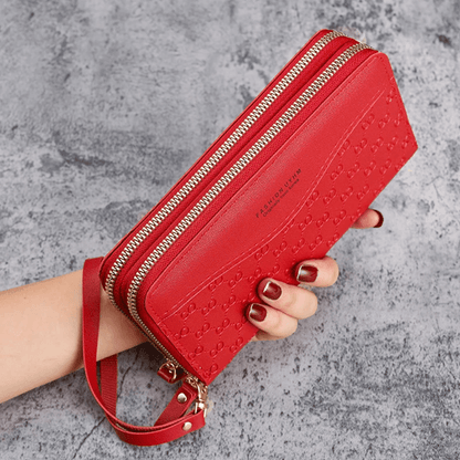Fashion Embossed Long Zipper Wallet Large Capacity Phone Pocket Purse 6
