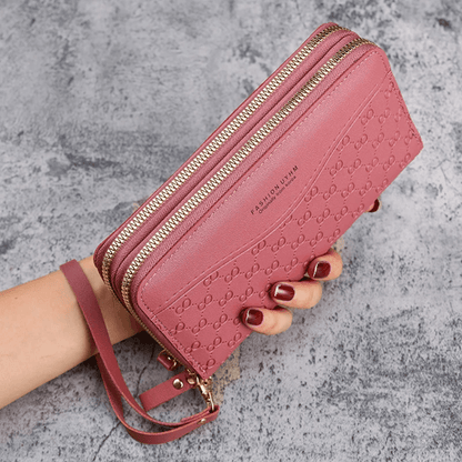 Fashion Embossed Long Zipper Wallet Large Capacity Phone Pocket Purse 1
