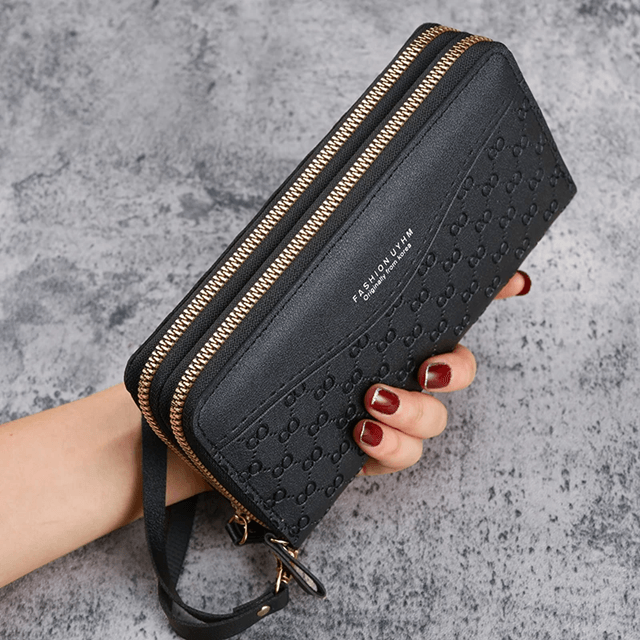 Fashion Embossed Long Zipper Wallet Large Capacity Phone Pocket Purse 2