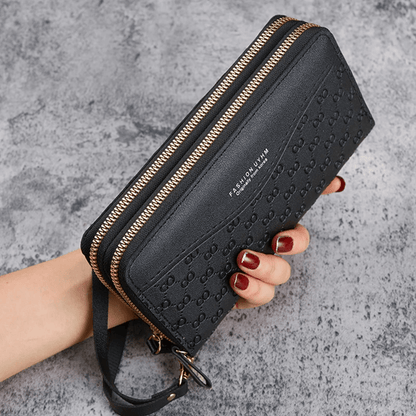 Fashion Embossed Long Zipper Wallet Large Capacity Phone Pocket Purse 2