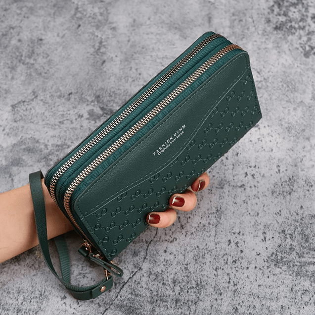 Fashion Embossed Long Zipper Wallet Large Capacity Phone Pocket Purse 4
