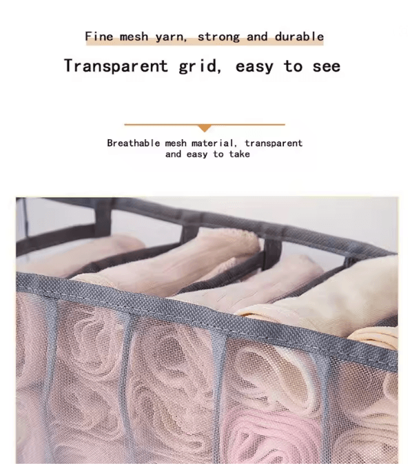 Ultimate 11Compartment Foldable Underwear Organizer Box With Breathable Mesh 1