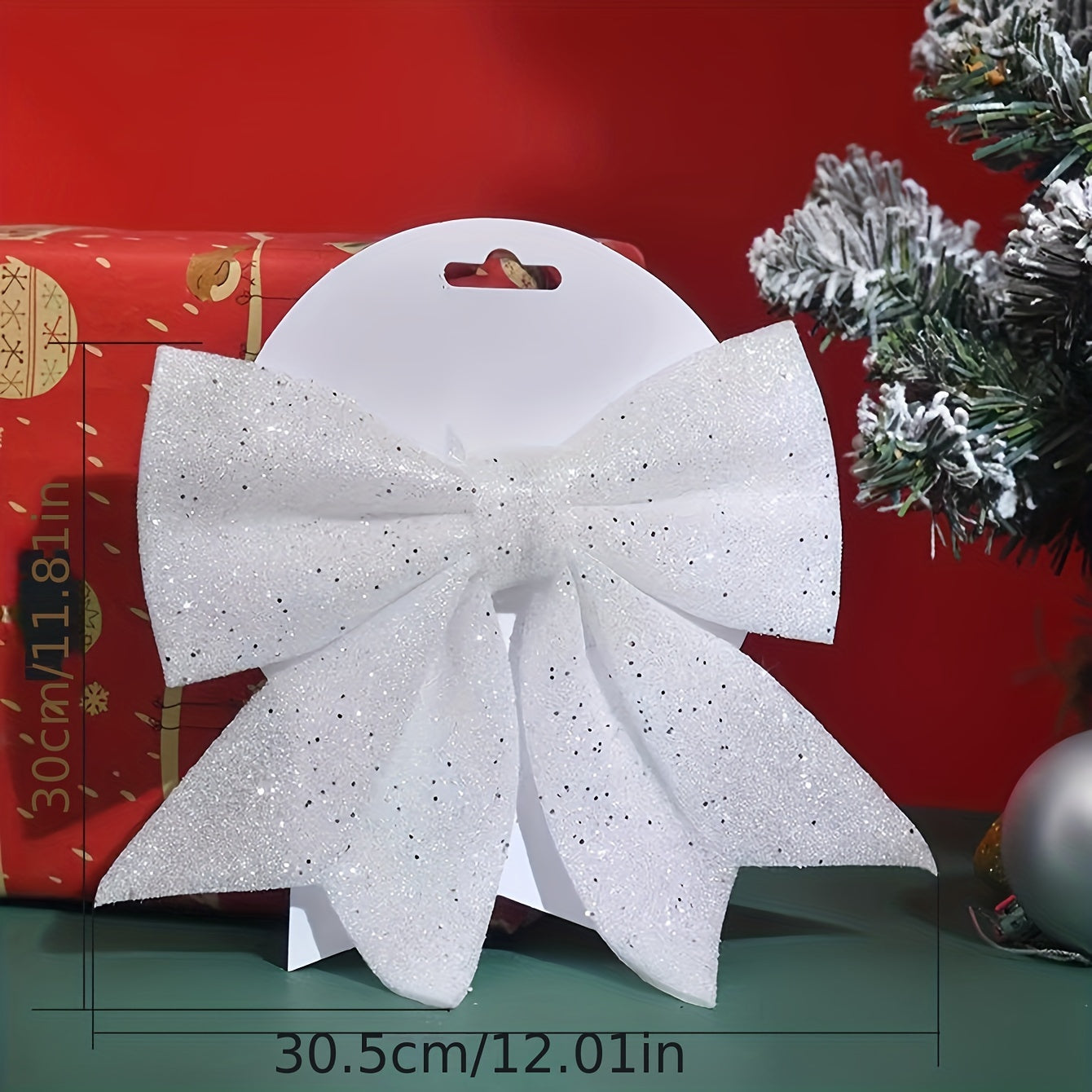 Holiday Dress Props Christmas Decorations DIY Accessories, Christmas Sequined Bow Christmas Tree Ornaments for Crafts